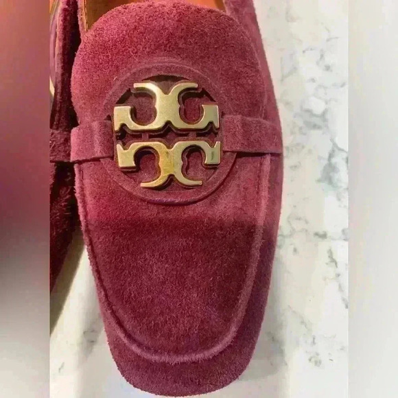 Tory Burch 15mm Miller Metal Loafer Burgundy Suede size 8 new - Picture 9 of 9